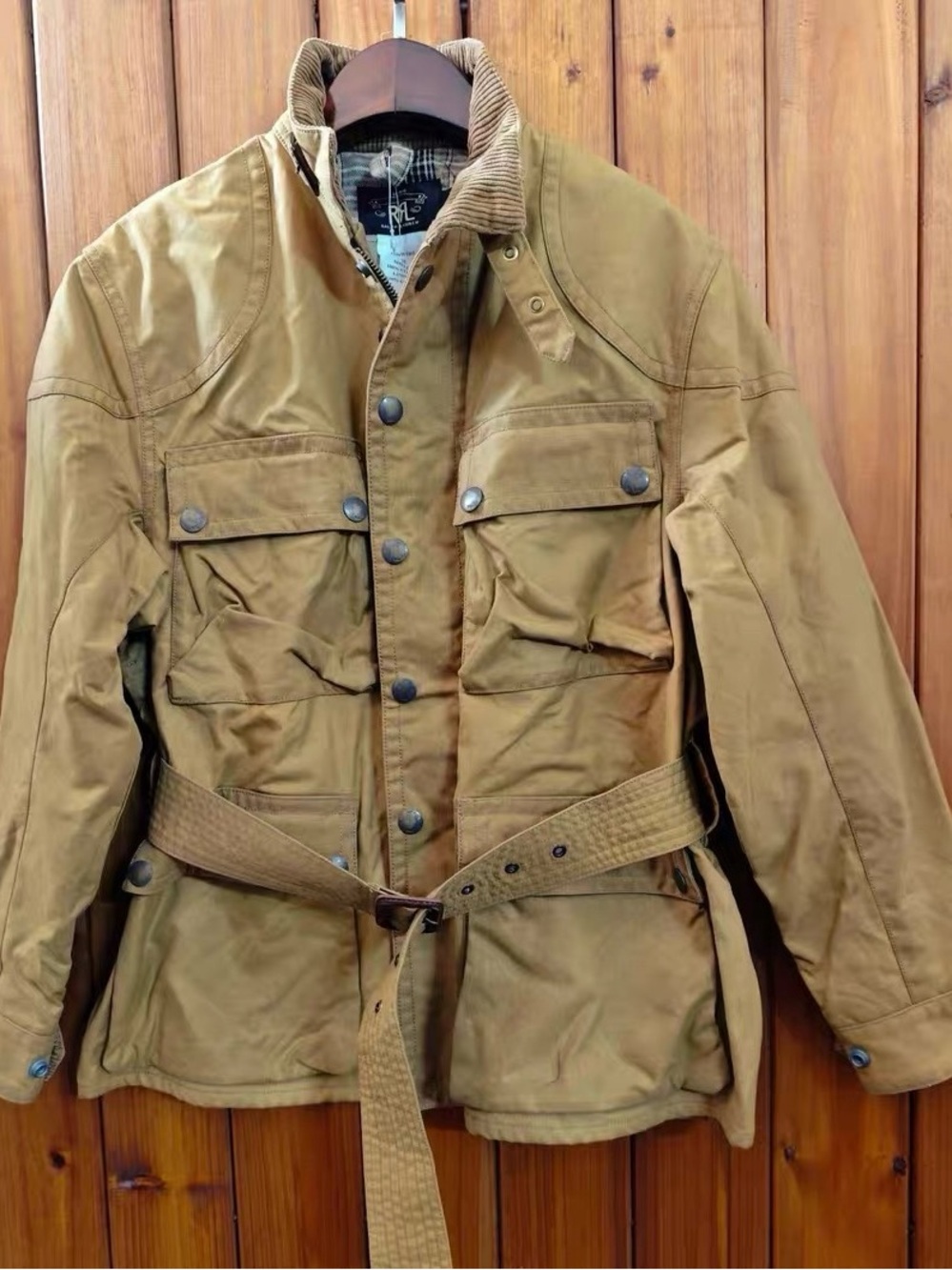 Vintage Ralph Lauren Double RL Tan Utility Wax Oiled Jacket Women size Small